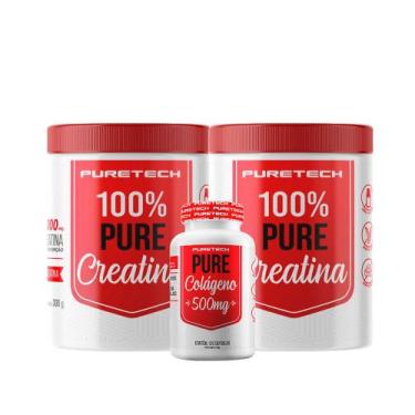 Imagem de Kit 2x Creatina 100% Pure 300g + Colágeno 120 Caps PURETECH, Neutro, Ú