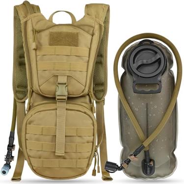 Imagem de MARCHWAY Mochila Tática Molle Hydration Pack com Bexiga de Água 3L Tpu, Mochila Militar para Ciclismo, Caminhada, Corrida, Escalada, Caça, Ciclismo (Bronzeado)