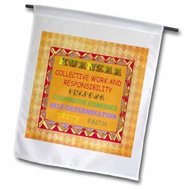 Imagem de 3dRose fl_216655_2" Significado de Kwanzaa, inglês, laranja, verde, amarelo, roxo, bandeira de jardim vermelha, 45,72 x 68,72 cm