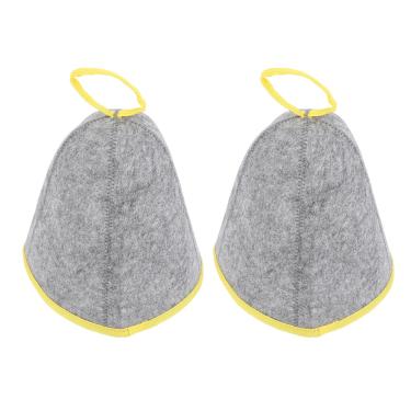 Imagem de 2 Pçs Sauna Chapéus Absorvente Isolamento Térmico Banho Headwear Confortável Leve boné Masculino Feminino Portátil Unisex Sauna lã Feltro (Cinza Amarelo)