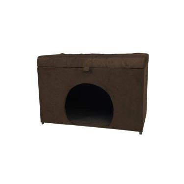 Imagem de Puff Baú Pet Casa P/ Cachorros E Gatos Material Sintetico Marrom