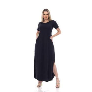 Imagem de Vestido Longo De Lycra Premium Com Fenda Lateral - Docce Mulher, Preto