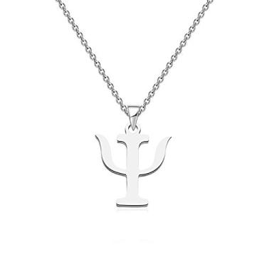 Imagem de HOLLP Colar com símbolo psi, pulseira, psicologia, psiquiatria, símbolo psiquiátrico, pingente de colar, pulseira, alfabeto grego, joia de sinal médico, Aço inoxidável, Sem Pedra Preciosa