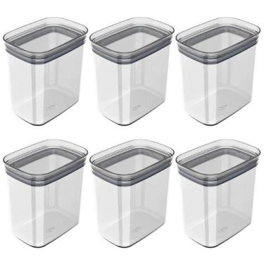 Imagem de Kit 6 Pote 1,5L Hermetico Organizador Cozinha Transparente - Ou