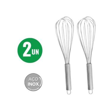 Imagem de KIT 2 Fue Profissional Batedor de Ovos Fuê Fouet Inox Omelete Bolo Coz