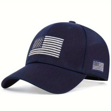 Imagem de Boné casual ajustável com bandeira americana para homens, ideal para p