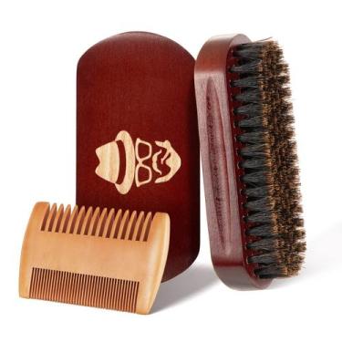 Imagem de Escova de Barba Sosoon - 100% Cerdas de Javali e Madeira de Nogueira P