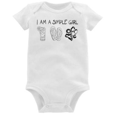 Imagem de Body Bebê I Am A Simple Girl - Foca na Moda, Branco, P