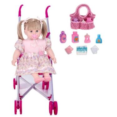 Imagem de Boneca Abre Fecha Olhos Sofi 74 Frases Escola + Carrinho e Bolsa - Adi