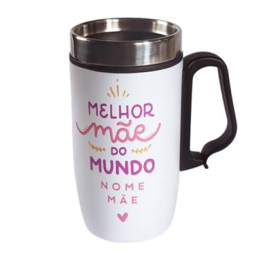 Imagem de Caneca Personalizada Nome Melhor Mãe Mundo Rosa Inox 250ml