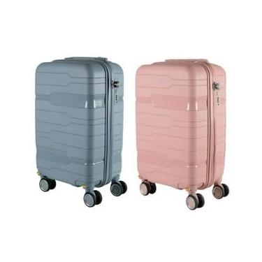 Imagem de Kit 2 Malas Médias POLIPROPILENO Maldivas Sul Capacidade 23kg(Azul Piscina e Rosé)