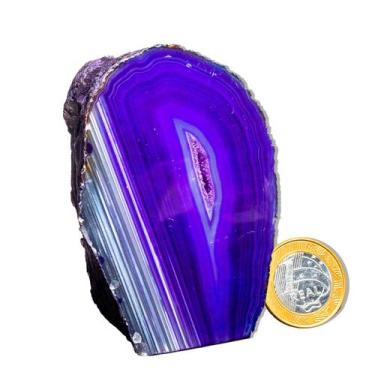 Imagem de 01 Geodo de Ágata Lilás 300 a 350g 7 a 12cm Classe B - CristaisdeCurve