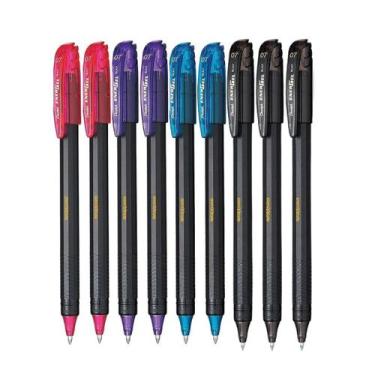 Imagem de Kit 08 Canetas PENTEL Gel Energel Makkuro 0.7mm Ponta Fina (Cores à Es