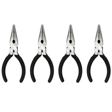 Imagem de Jogo De Alicates De Bico Reto Preto Trabalho Manual Artesanato - 4 Unidades