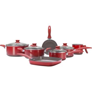 Imagem de Jogo de Panelas Brinox Smart Plus Ceramic Life 7 Peças - Vermelho