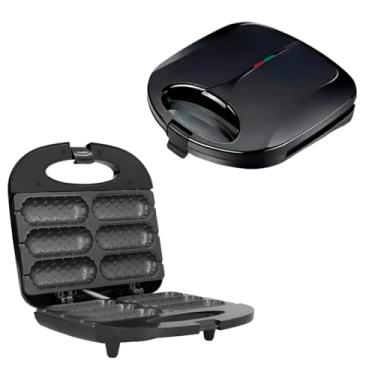 Imagem de Máquina de Crepe Elétrica, 6 Cavidades, Antiaderente, 110V, Preta