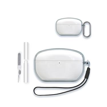 Imagem de Capa para Sony WF-1000XM5 Os melhores fones de ouvido com cancelamento de ruído Bluetooth sem fio, capa protetora de TPU macio transparente com chaveiro e kit de limpeza para mulheres e homens, pele à