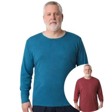 Imagem de Kit 2 Camisas Masculina Manga Longa Plus Size Malha Fria - Genérico, A