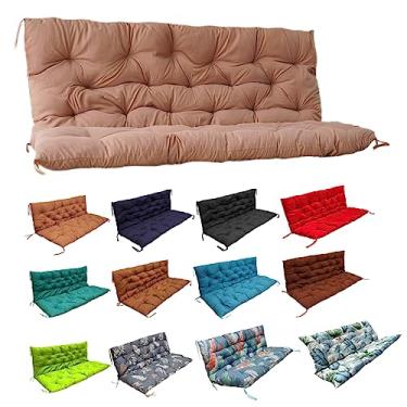 Imagem de SOBOANT Almofadas de balanço para varanda, almofada de banco externo com encosto, substituição de almofada de balanço de 2-3 lugares com 8 laços, para pátio, jardim e quintal (cáqui, 152 x 101 cm)