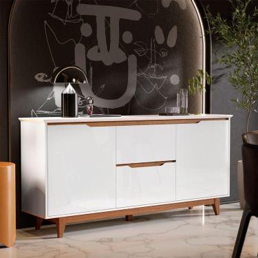 Imagem de Aparador Buffet 163 cm com 02 Portas e 02 Gavetas Retrô Flow Branco