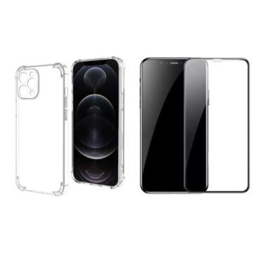 Imagem de Kit Capinha Silicone Antichoque + Película 3D Compativel com Iphone 15