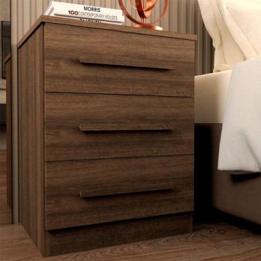 Imagem de Mesa de Cabeceira Tulum com 3 Gavetas Imbuia - Panorama Móveis, Marrom