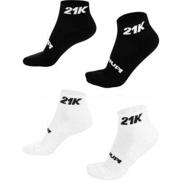 Imagem de Kit 02 Pares Meia Corrida HUPI Pro Running 21K Preto e Branco, Preto, 