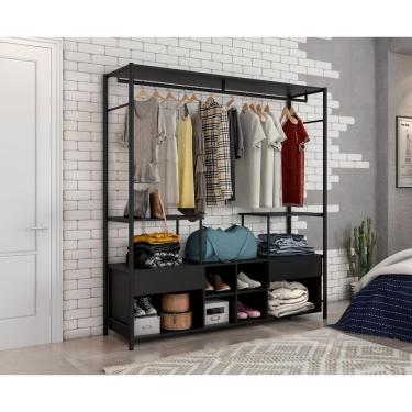 Imagem de Guarda Roupa Roupeiro Closet Casal Modulado Barcelona Preto