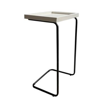 Imagem de Mesa De Apoio Lateral Para Sofá Ou Cama Branca Preta