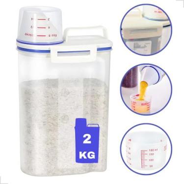 Imagem de Pote Hermético Com Medidor 2 Litros Cereais Sabão Lavanderia Ração Pas
