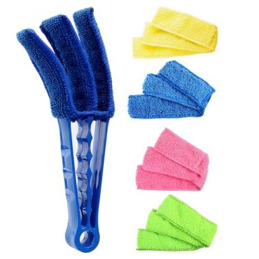 Imagem de Limpador de janela, escova espanadora, ferramentas de limpeza de persianas com 5 mangas de microfibra para persianas, ar condicionado, jalousie poeira