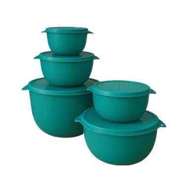 Imagem de Kit 5 Potes Plastico Redondos Bowl Livre Bpa, Vasilhas 3 tamanhos, Tapoer com tampa Hermética(Tifanny)