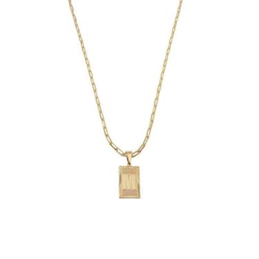 Imagem de Cordão 60Cm Masculino Feminino Pingente Letra M Banhado Ouro - Anaisa 