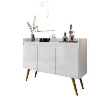Imagem de Aparador Buffet 3 Portas Prateleira Interna Gold Cantinho do Café Decoração Sala Janta Estar Cozinha(Branco)