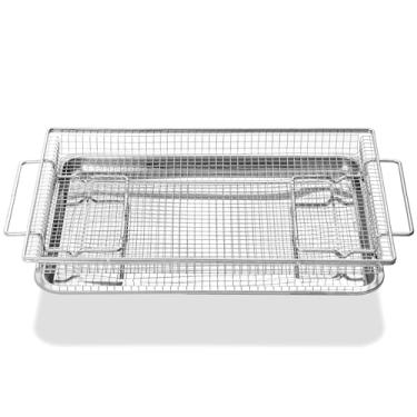 Imagem de Allstare NX-AA5000RS Peças de reposição de bandeja de fritadeira a ar para peças de forno de fogão Samsung 304 aço inoxidável 20,4 x 13,4 polegadas cesta de fritadeira a ar e bandeja PM48X120 GE peças