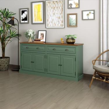 Imagem de Balcão Buffet Aparador 4 Portas 2 Gavetas Verde Farm House