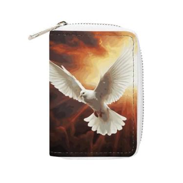 Imagem de NTVOWPZO Carteira masculina com porta-cartões de crédito macia Dove Sun Art Card Case com zíper