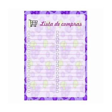 Imagem de Bloco de notas lista de compras com imã de geladeira frutas A6 anotação (uva)