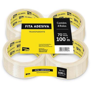 Imagem de Fita Adesiva Transparente de Empacotamento 70mm x 100m Stick Tape - PT 4 UN