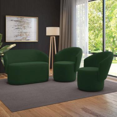 Imagem de Sofá Namoradeira e 2 Poltronas Orgânica para Sala Malu Veludo M11 - D'