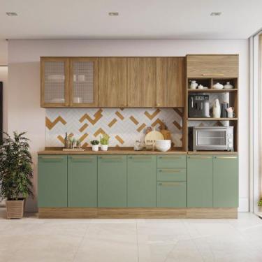 Imagem de Cozinha Compacta 270cm 5 Peças 12 portas 3 Gavetas com Tampo Botanic K