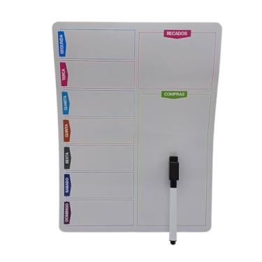 Imagem de Quadro Planner Semanal Magnético para Geladeira, Organizador de Recados e Compras com Caneta