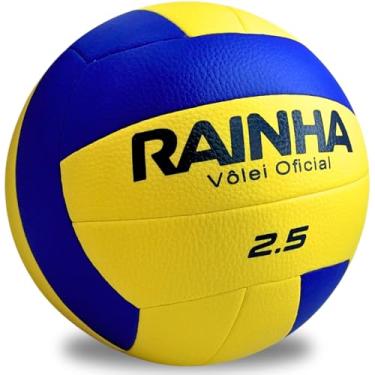 Imagem de Bola de Vôlei Rainha 2.5 Oficial Profissional Amarela Azul – Microfibra PVC Impermeável Leve Resistente Sem Costura 6 Gomos Quadra Praia Piscina Areia