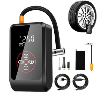 Imagem de Compressor de Ar Portátil para Pneus - Inflador de Pneus para Carro | Bomba Elétrica Com Autodesligamento E Ecrã LED Para Carro Moto Veículo Bola Acampamento Camião
