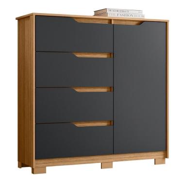 Imagem de Cômoda Sole 1 Porta E 4 Gavetas Flex Nature-titanium - Móveis Albatroz Nature-titanium