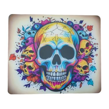 Imagem de Tapete de mouse para jogos de crânio, mouse pad para jogadores de esportes eletrônicos, superfície de vidro especial ultra-suave microgravada com melhor precisão e velocidade, base antiderrapante