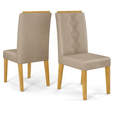 Imagem de Kit 2 Cadeiras De Jantar Estofadas Yasmin Veludo Kraft Cedro Dj Moveis