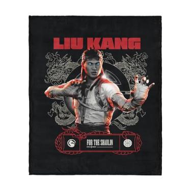 Imagem de Cobertor Mortal Kombat Silk Touch Sherpa – Liu Kang para o Shaolin, frente de lã ultramacia com costas de sherpa aconchegante, 102 x 127 cm