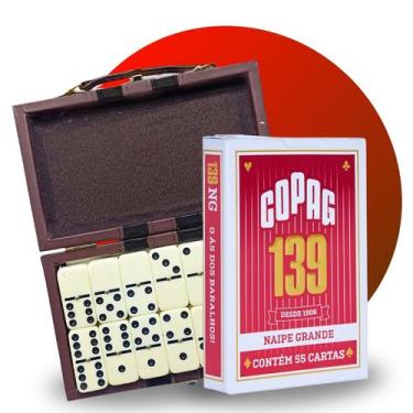 Imagem de Kit Dominó Maleta Sq3442 Baralho Copag 139 Jogos Clássicos Unidade Bar