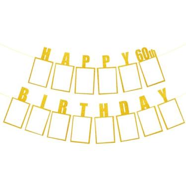 Imagem de Feliz aniversário 60 anos decoração festa decoração guirlanda banner sinal - ouro 60º aniversário aniversário decoração decoração suprimentos